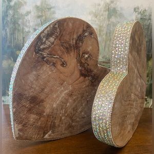 Hand carved/crafted, Bling Solid Wood Heart display piece (NWOT) sold separately